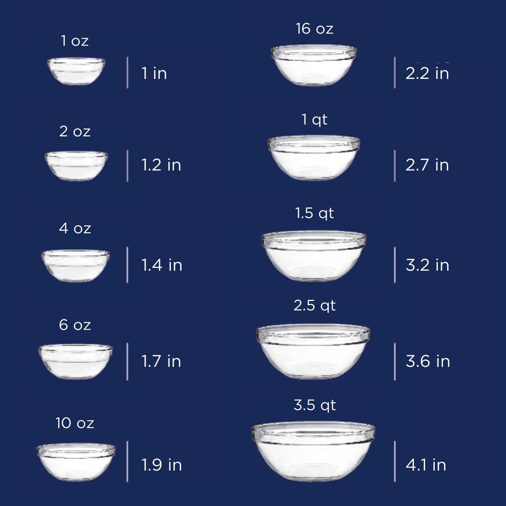 10 Piece Mixing Bowl Set, Nesting Serving Bowls & Mixing Bowls (1 oz, 2 oz, 4 oz, 6 oz, 10 oz, 16 oz, 1 Qt, 1.5 Qt