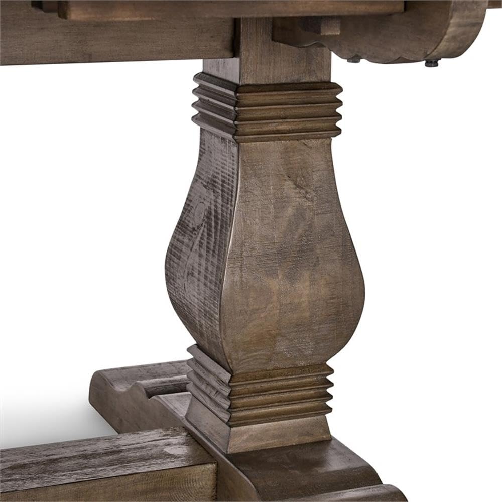 Quincy Reclaimed Pine Wood Extension Dining Table in Weathered Brown