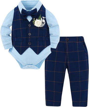 Baby Boy Clothes Suit Infant Wedding Outfit Formal Dress 5Pcs