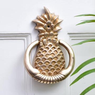 IndianShelf Solid Brass Pineapple Door Knocker for Main Door - Handmade Antique Style Front Door Hardware