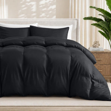 100% Rayon Made from Bamboo Duvet Cover Set (Cal King, Black)