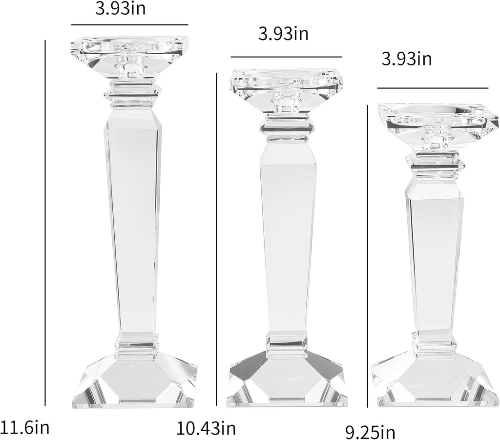 Crystal Candlestick Holders Hand Cut Crystal Taper/Pillar Candle Holders, Table Centerpieces for Party Wedding
