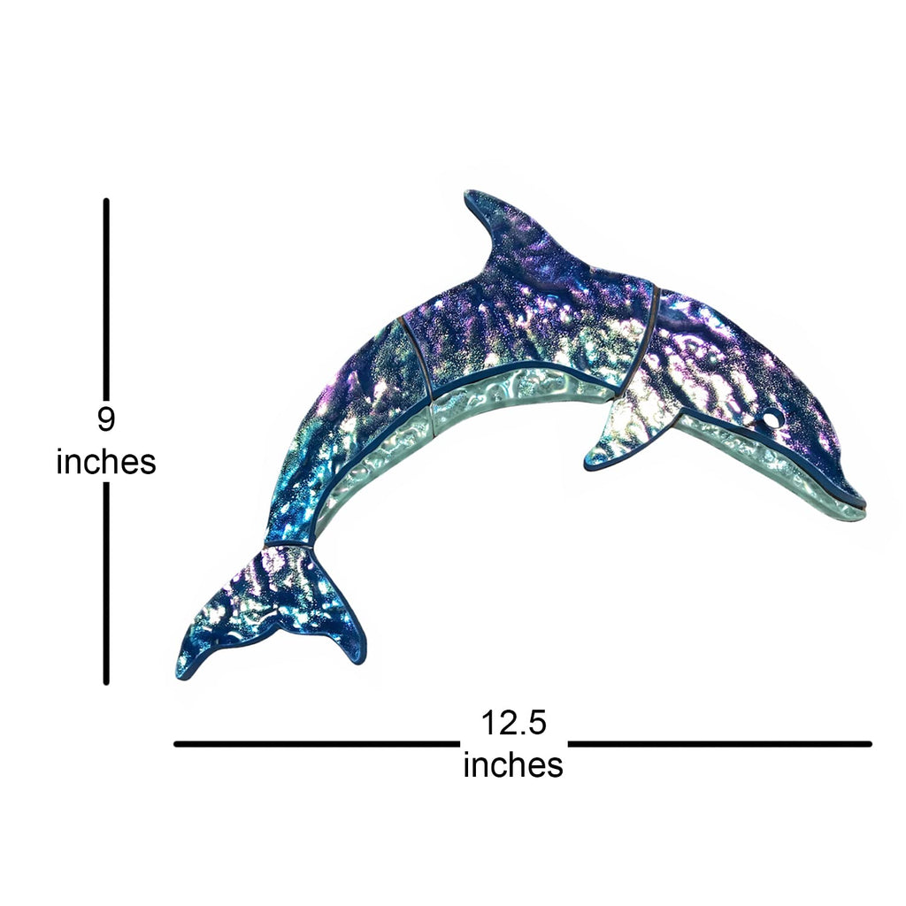 Two Tone Dolphin Glass Swimming Pool Step Marker Mosaic (12.5")