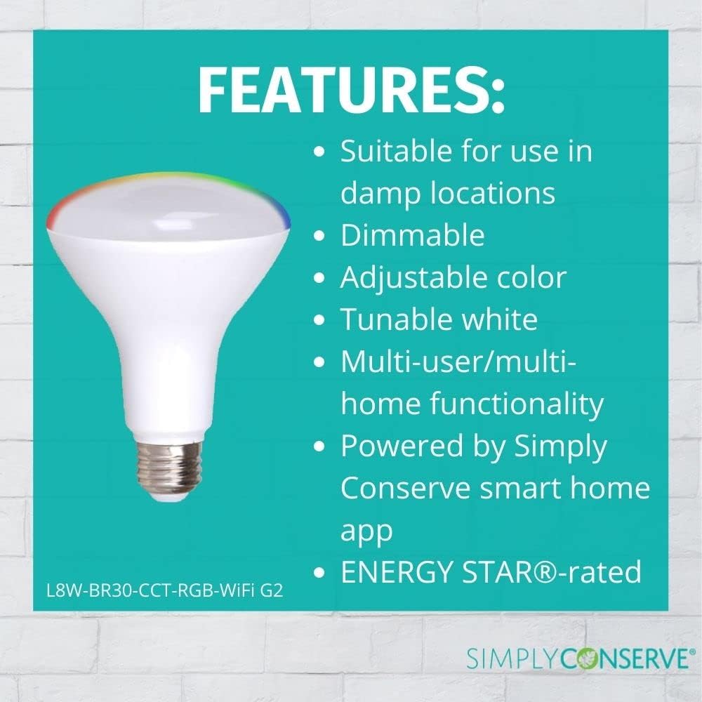 BR30 Smart Bluetooth LED Light Bulb with E26 Base Color Select (8-Pk)