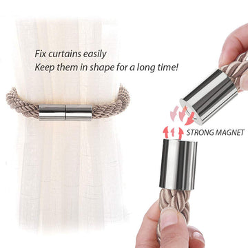 Strong Magnetic Curtain Tiebacks Modern Simple Style Drape Tie Backs Convenient Decorative Weave Rope Curtain - 2 Pack