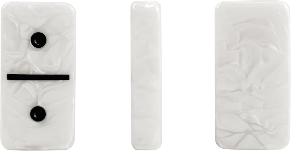 Dominos Set for Adults, Double 6 Domino Set, 28 Jumbo Marbleized White Tiles, Dominoes Set for Adults and Kids