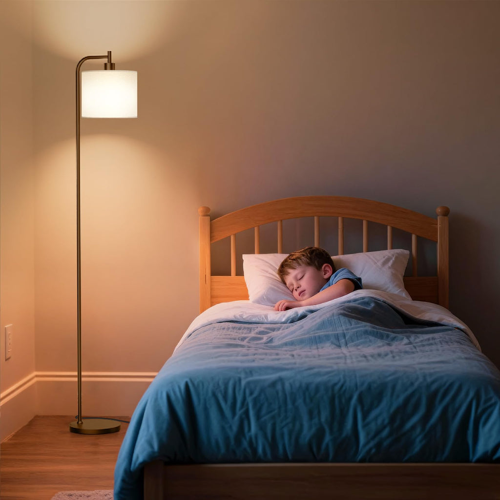 Floor Lamp, Tall Standing Lamp with Linen Shade