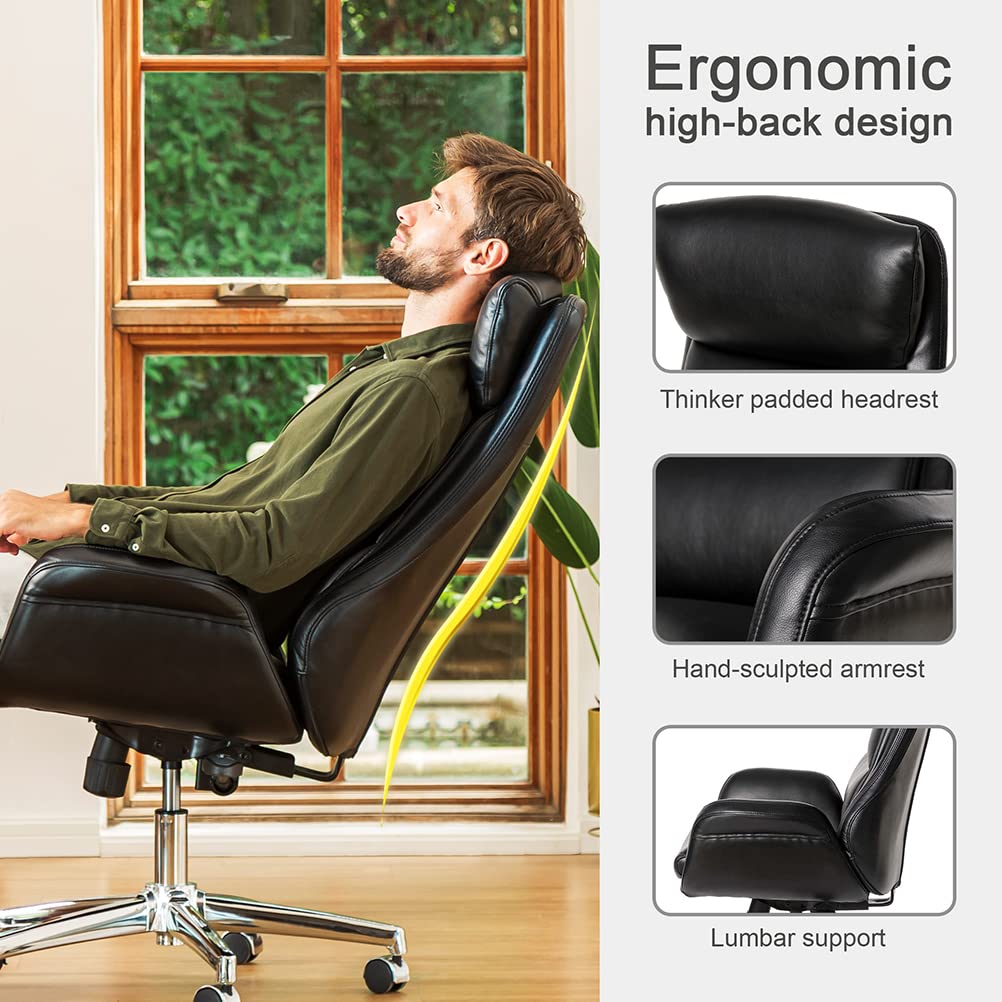Mid-Century Modern Air Leatherette Adjustable Task Chair Swivel High Back Office Chair Computer Desk Chair with