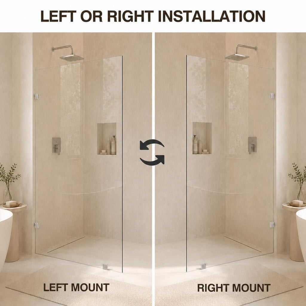 30" x 72" Frameless Fixed Shower Panel, 3/8" Clear Tempered Glass, Chrome