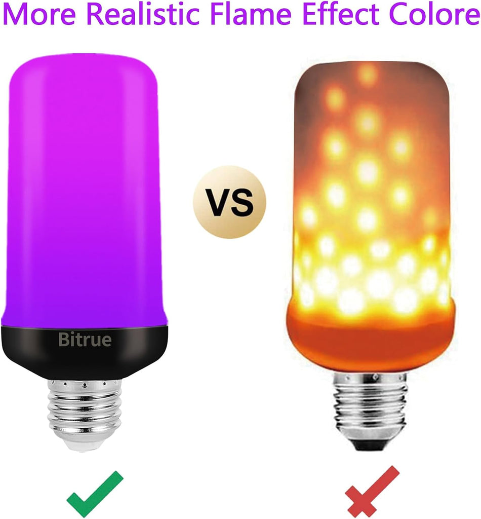 LED Purple Flame Bulbs, 4 Modes, E26 Base,Decor Light, Purple