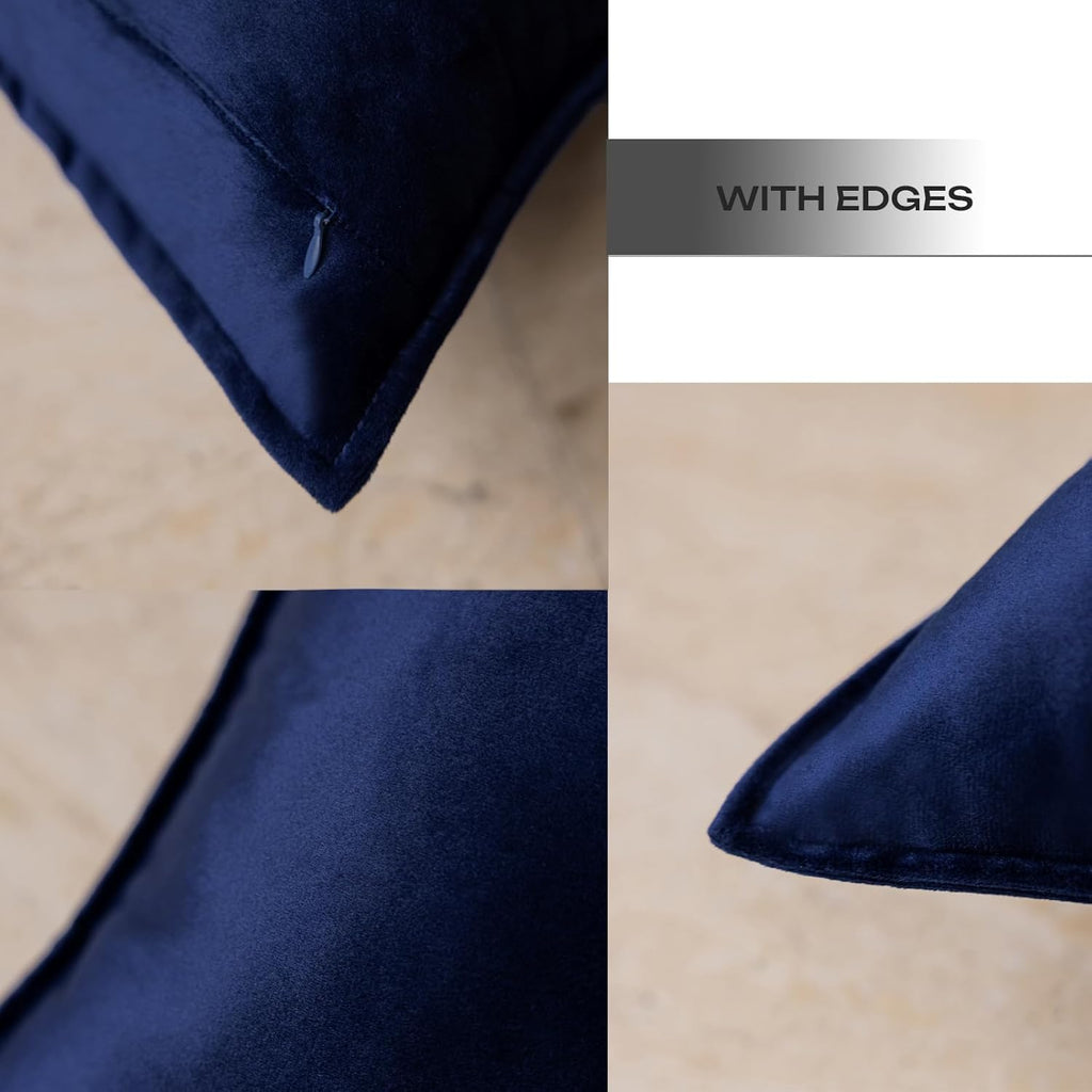 Velvet Navy Blue Throw Pillow Covers 18x18 Inches Pack of 2 Soft Decorative Square Cushion Covers,45x45Cm