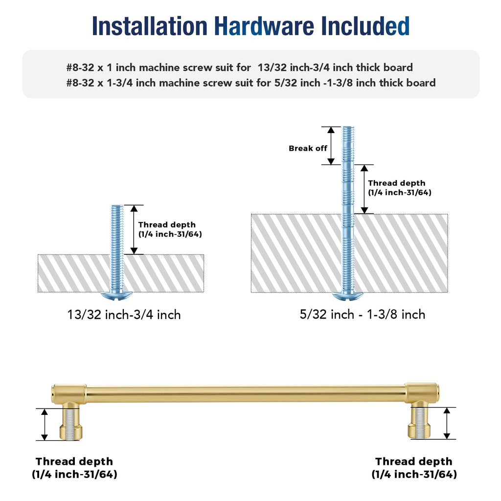 Brushed Gold Cabinet Handles Modern Pulls,8 Inch,10 Pack