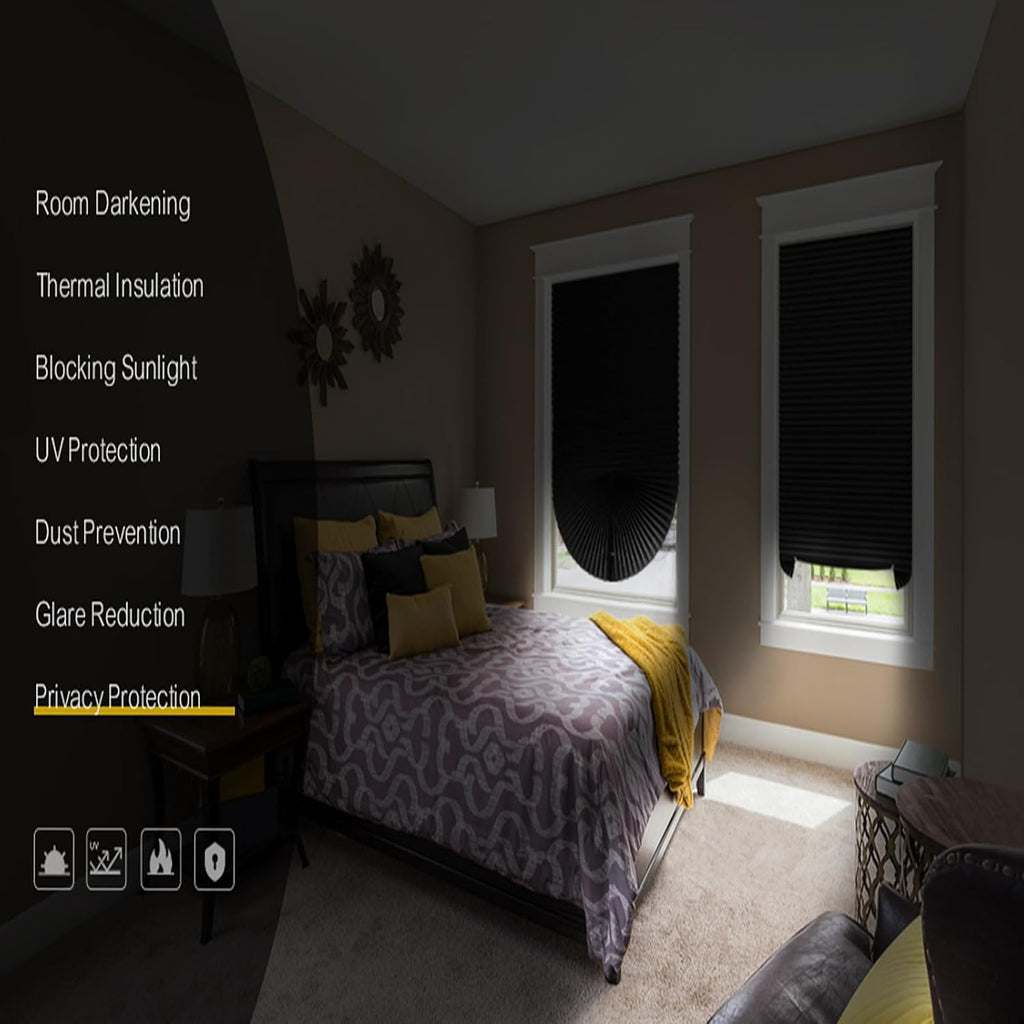 Blackout Blinds for Indoor Windows Cordless No Drill Easy Install Cut Size Pleated Paper Blinds Temporary Shades for