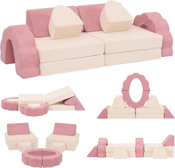 Kids Couch 10PCS, Modular Kids Play Couch (Medium Size)