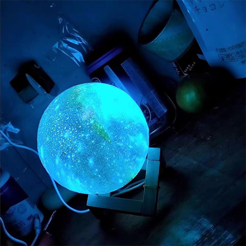 Moon Lamp Kids Night Light Galaxy Lamp - 16 Colors Moon Light with Wood Stand Remote & Touch Control USB Rechargeable