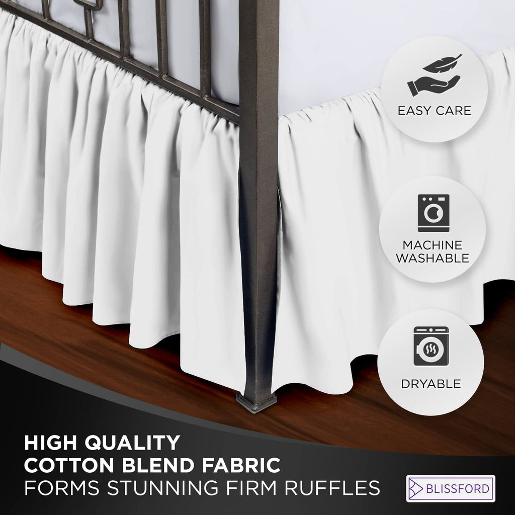 White King Bed Skirt 18 inch Drop, Cotton Blend Dust Ruffle