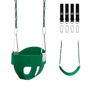 Toddler Swing Set for Outside - High Back Full Bucket Seat with 4 Hanging Straps and Hooks for Kids, Infants, Baby