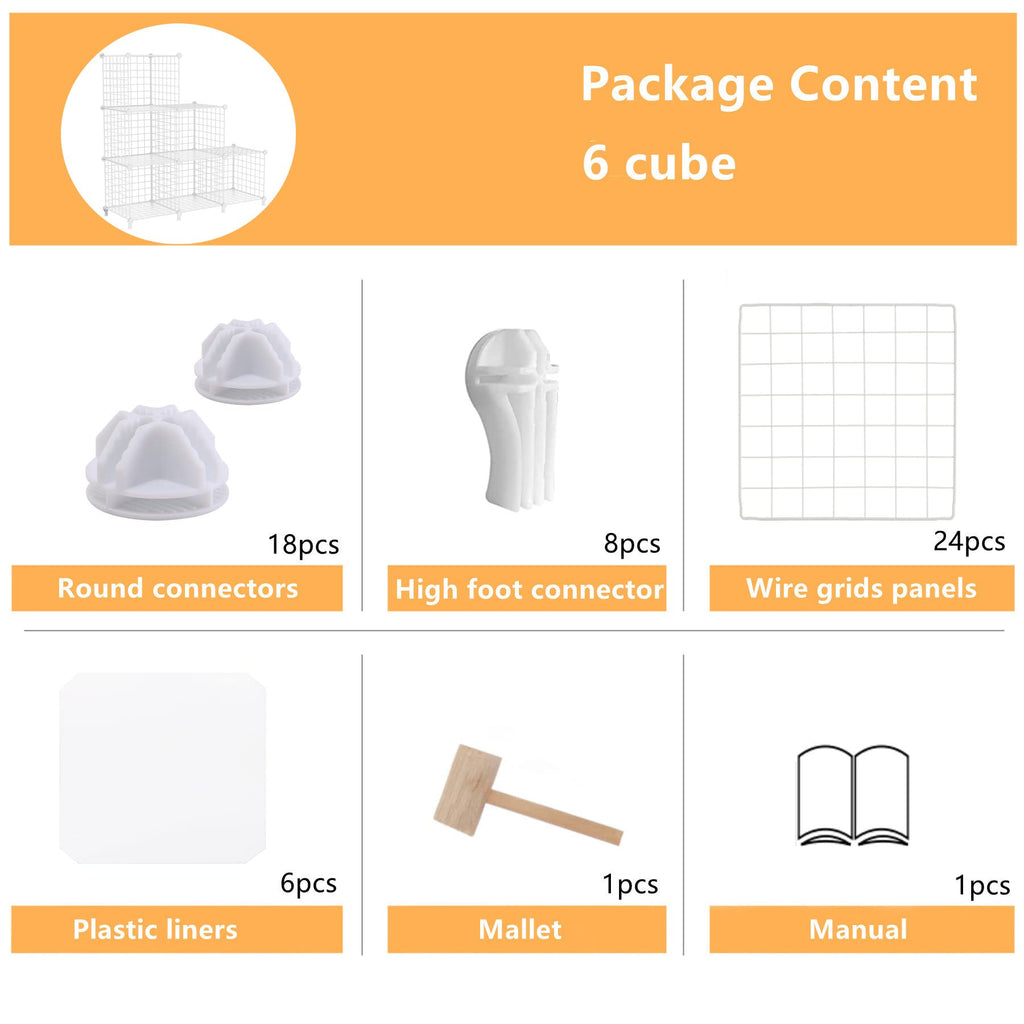 Wire Cube Storage, 6 Cube Closet Organizer Storage Shelf, White