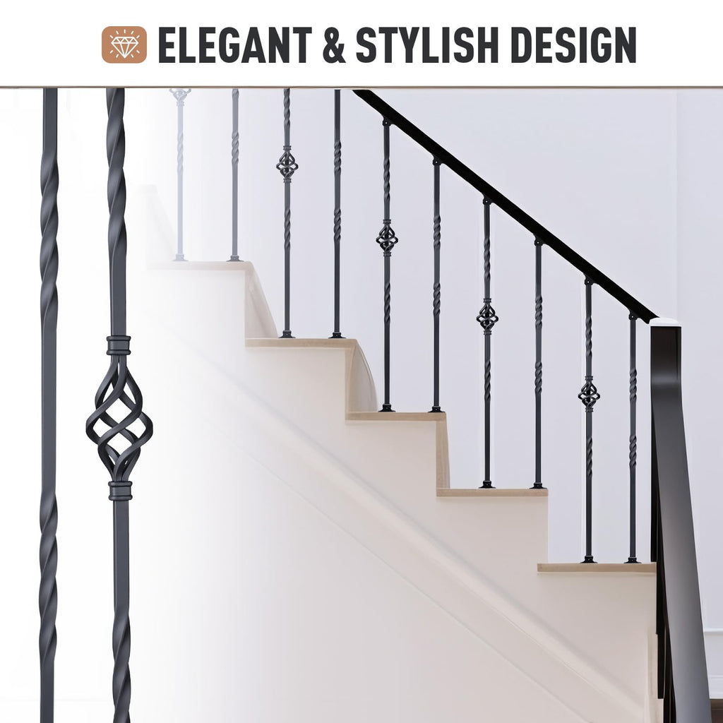 10 Pack Staircase Balusters, Iron Balusters for Staircase Indoor
