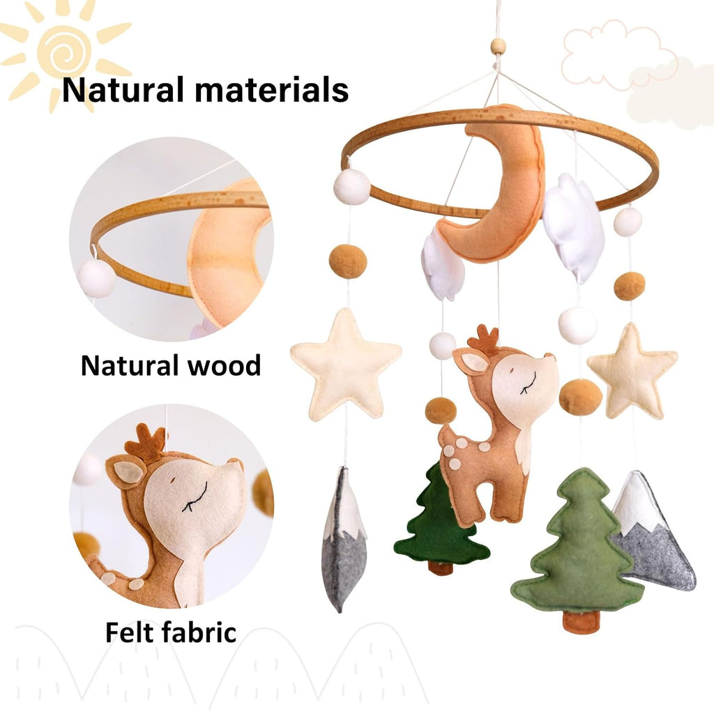 Woodland Baby Crib Mobile, Deer Baby Mobile for Crib Boys & Girls, Fawn Nursery Mobile, Forest Theme Baby Nursery
