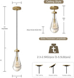 Raindrop Pendant Lights Kitchen Island Set of 2 Teardrop Gold Hanging Light Fixtures Clear Solid Glass Pendant Light Modern Chandeliers for Dining Room Porch Corridor Living Room A121-B0BN153DB9