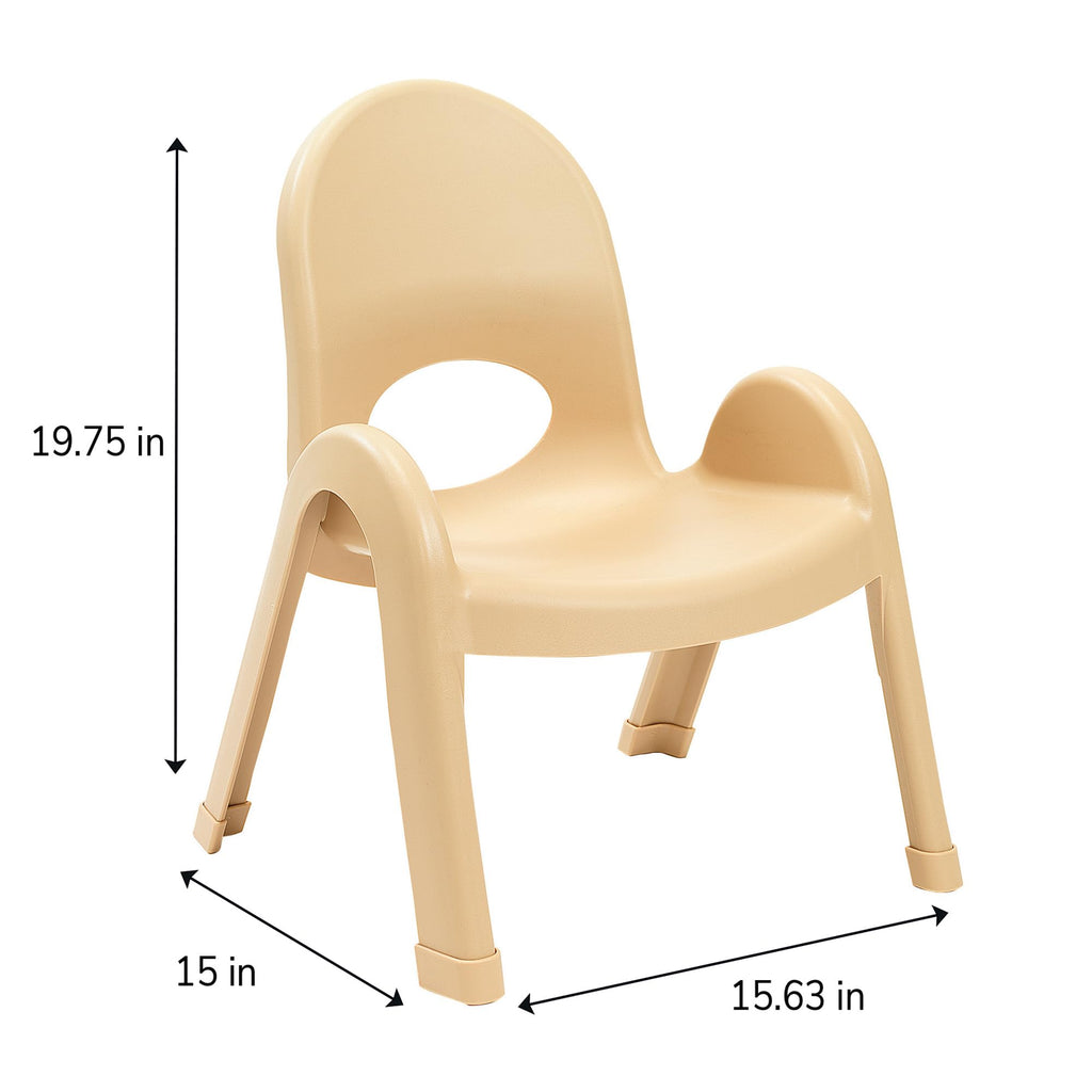 Value Stack 9" Child Chair, Natural Tan, 4 Pack, Stackable Ergonomic Seating Solution for Classrooms and Homeschools