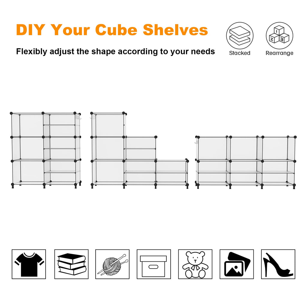 6 Cube Closet Organizer Storage Shelves, Translucent