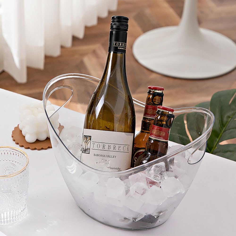 Ice Bucket 4 Liter Champagne Wine Bucket Clear Acrylic Beverage Tub Party Drinks Ice Tub for Wine, Champagne or - Set of 2