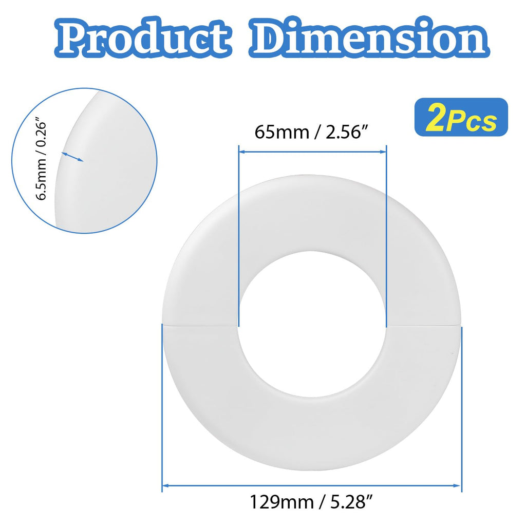 2Pcs Self-Adhesive Split Flange for 2.5" Pipe, ABS Round Escutcheon Plate