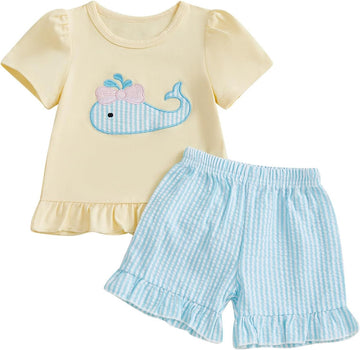 Toddler Baby Girl Summer Clothes T-Shirt Shorts Set Cute Outfits