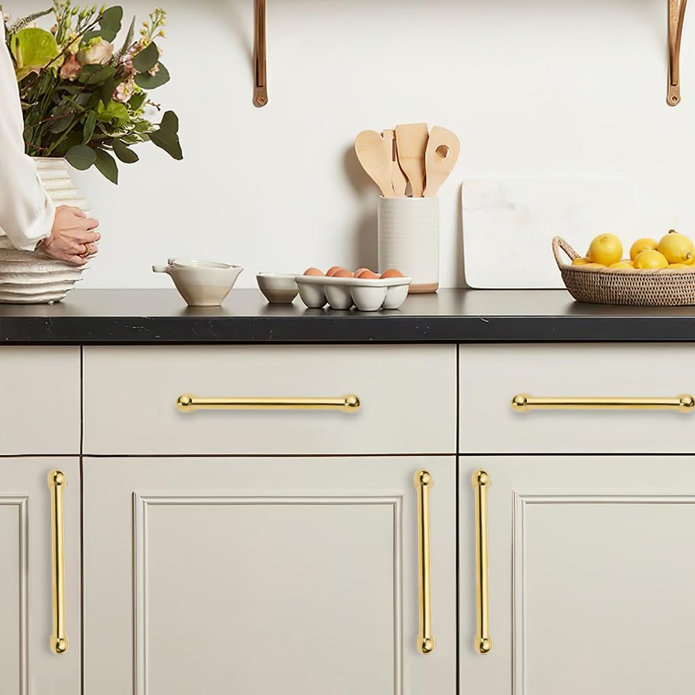 5 Pack 5 Inch Hole Center Unlacquered Brass Cabinet Pulls