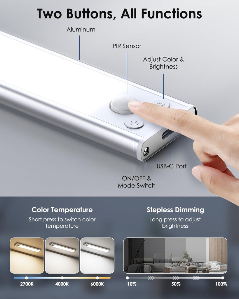 10inch Under Cabinet Lighting, Motion Sensor Light Indoor, 5-Pack