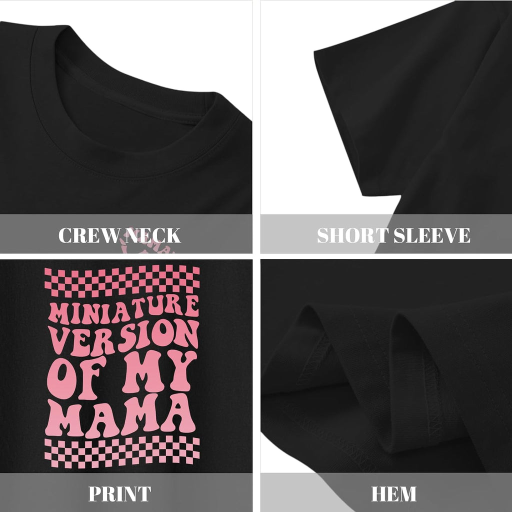 Cute Preppy Shirts for Girls Funny Tshirts Kids Graphic Tees Miniature Version of My Mama Letter Cotton Shirt