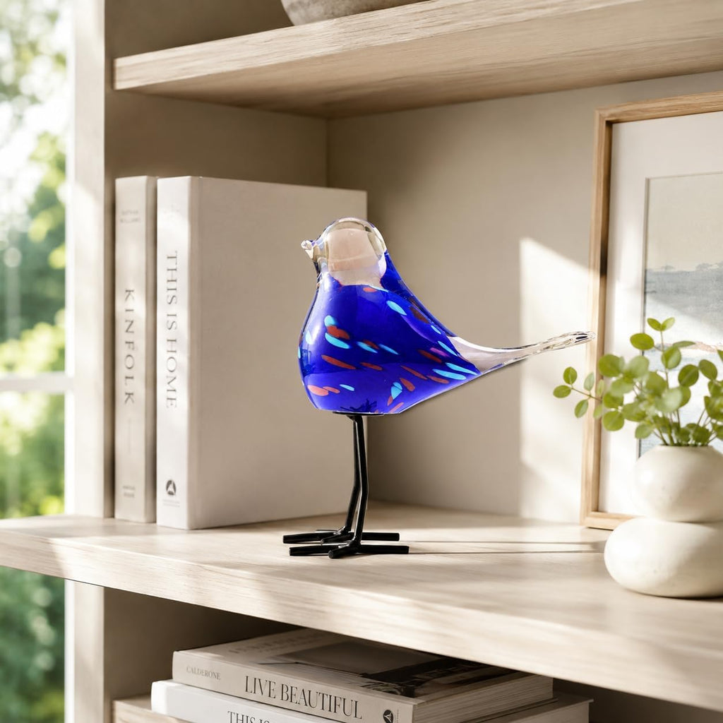 Glass Bird Figurine Ironleg Hand Blown Art Home Decor Gift