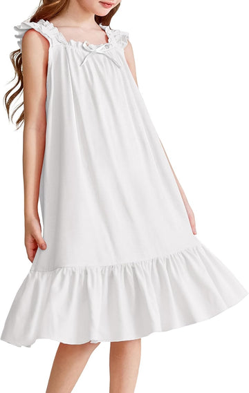 Girls Nightgowns Ruffle Pajama Dress Cute Soft Sleep Dress