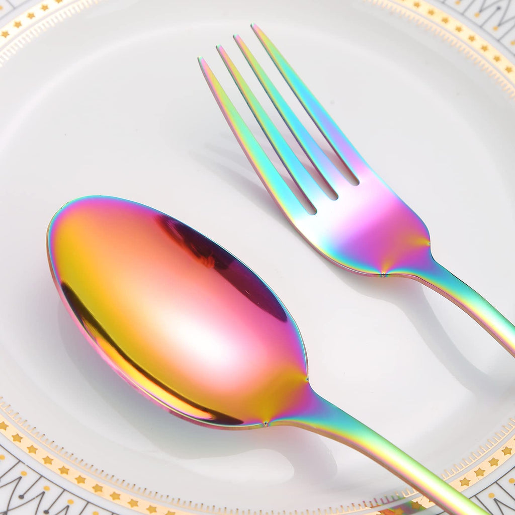 Rainbow Silverware Set for 12 Colored Flatware 60 Pieces Stainless Steel Cutlery Colorful Spoon Fork Knife Kitchen