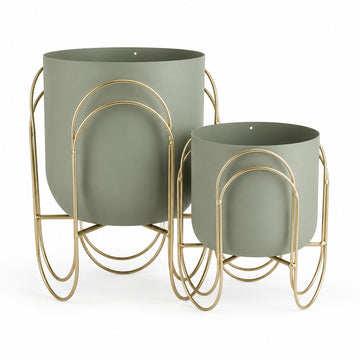 Set of 2 Planters with Stand 11.5/8" H (Green)