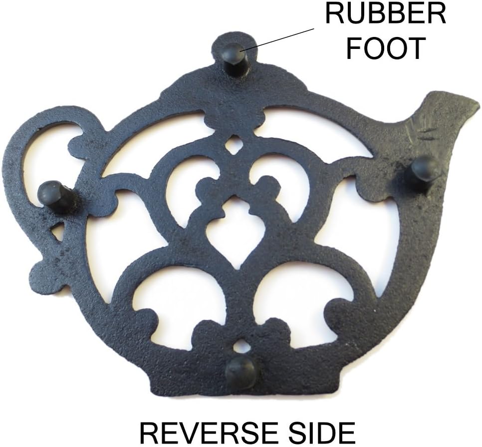 Teapot Cast Iron Trivet for Hot Pots & Kitchen & Dining Table, Gift, Metal Wall Art & Home Decor, 2 or More for Set