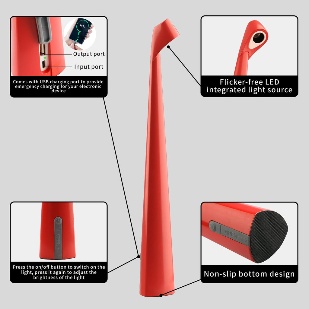 Cordless Rechargeable Reading Metal Table Lamp, 3-Level Brightness