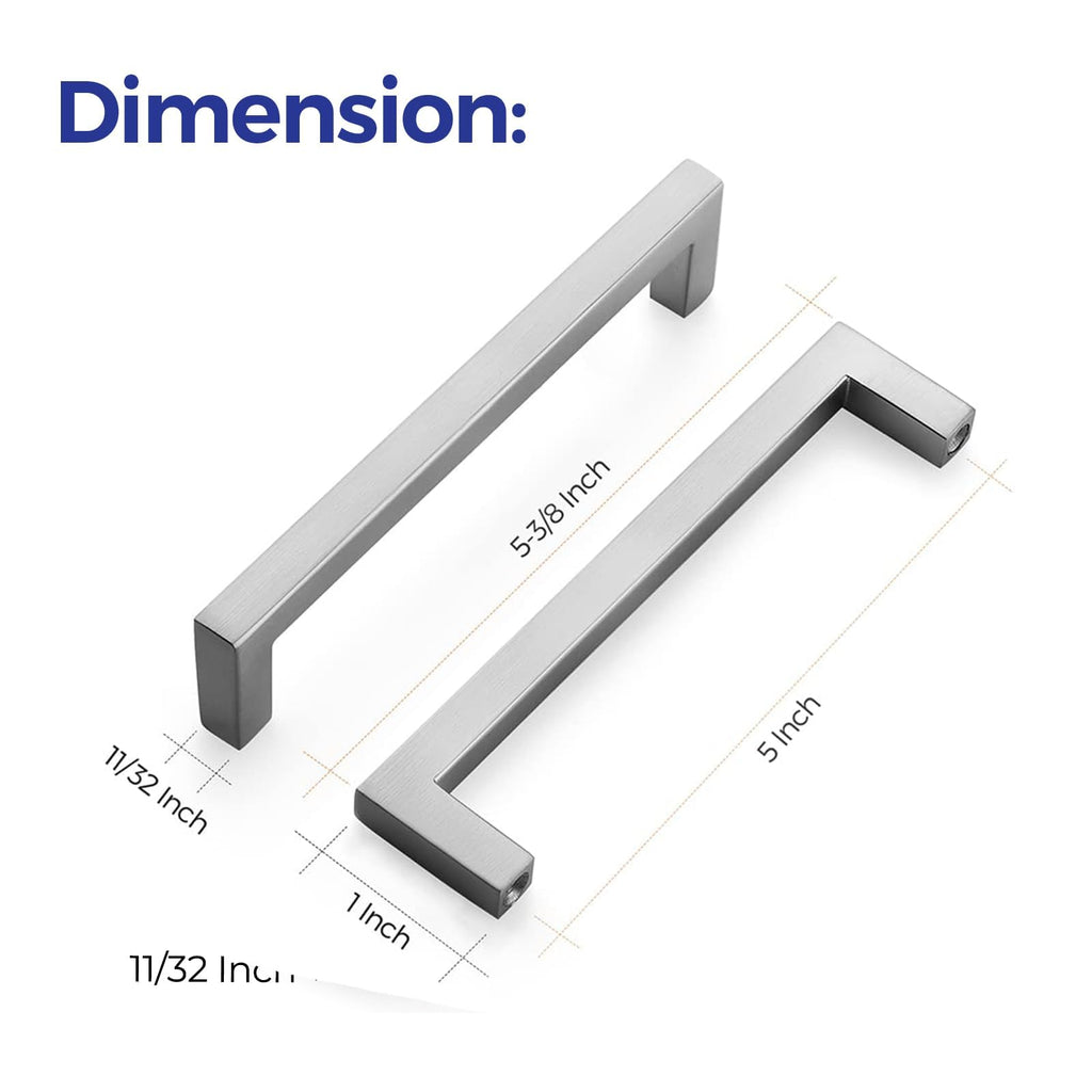 Brushed Nickel Cabinet Handles Solid Cabinet Pulls 5 Inch 20 Pack
