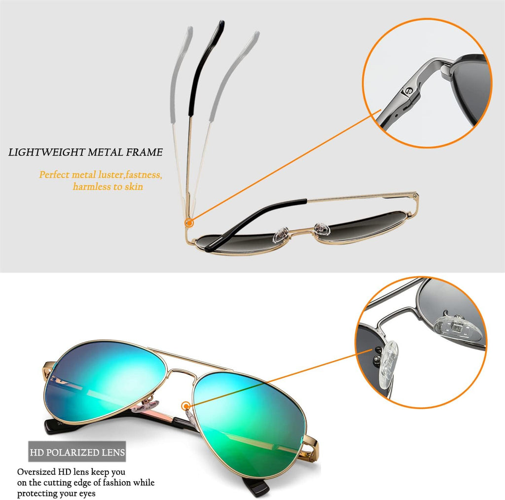 Polarized Kids Aviator Sunglasses for Girls Boys Classic Juniors Glasses UV400 Protection Lens,52mm