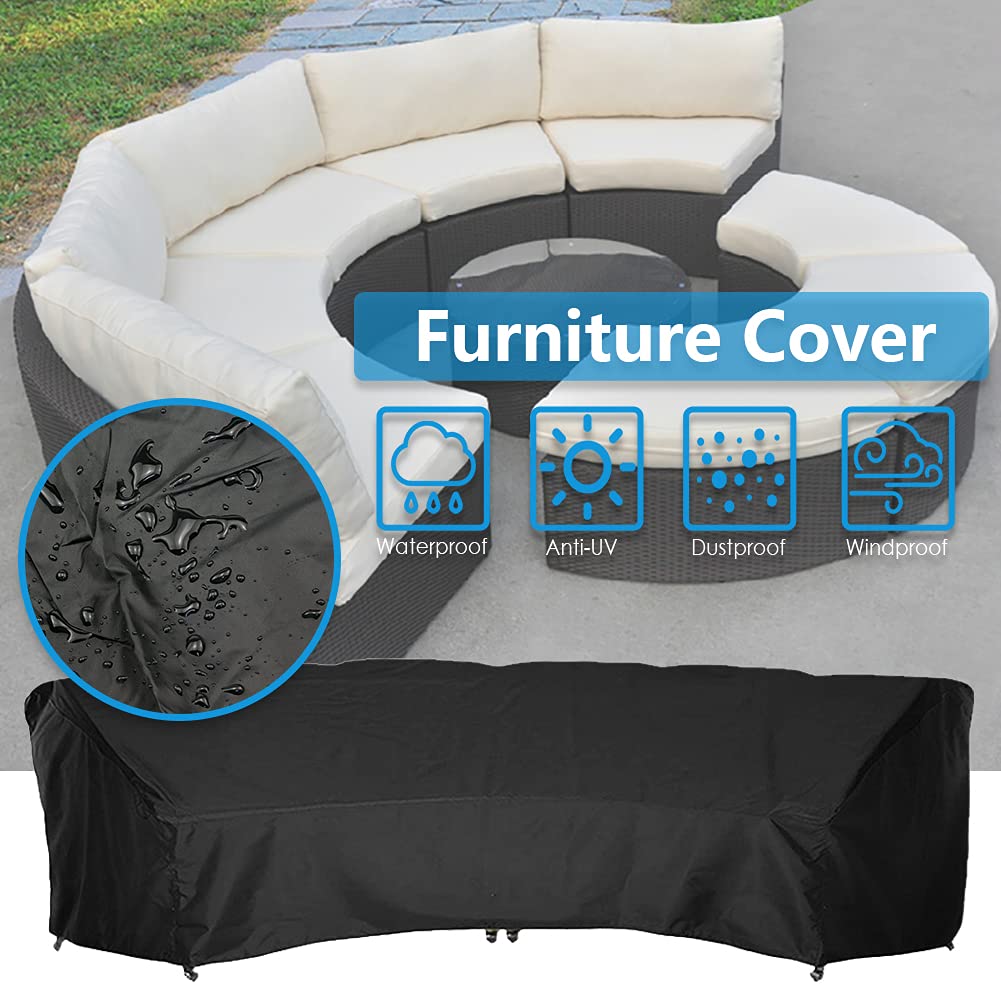 Curved Sofa Cover Outdoor Patio Furniture Cover Couch Sectional Protector Waterproof Half Moon Sofa Set Cover with