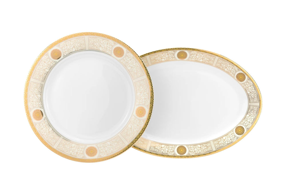 57-pc Banquet Dinnerware Set, Luxury Bone China Tableware, Service for 8