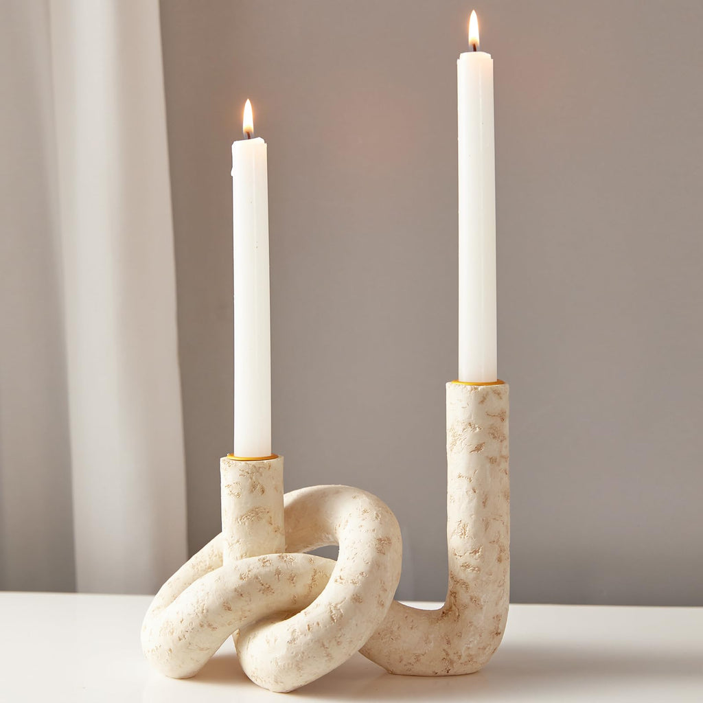 Knot Shaped Taper Candle Holders, Boho Candlestick Holders