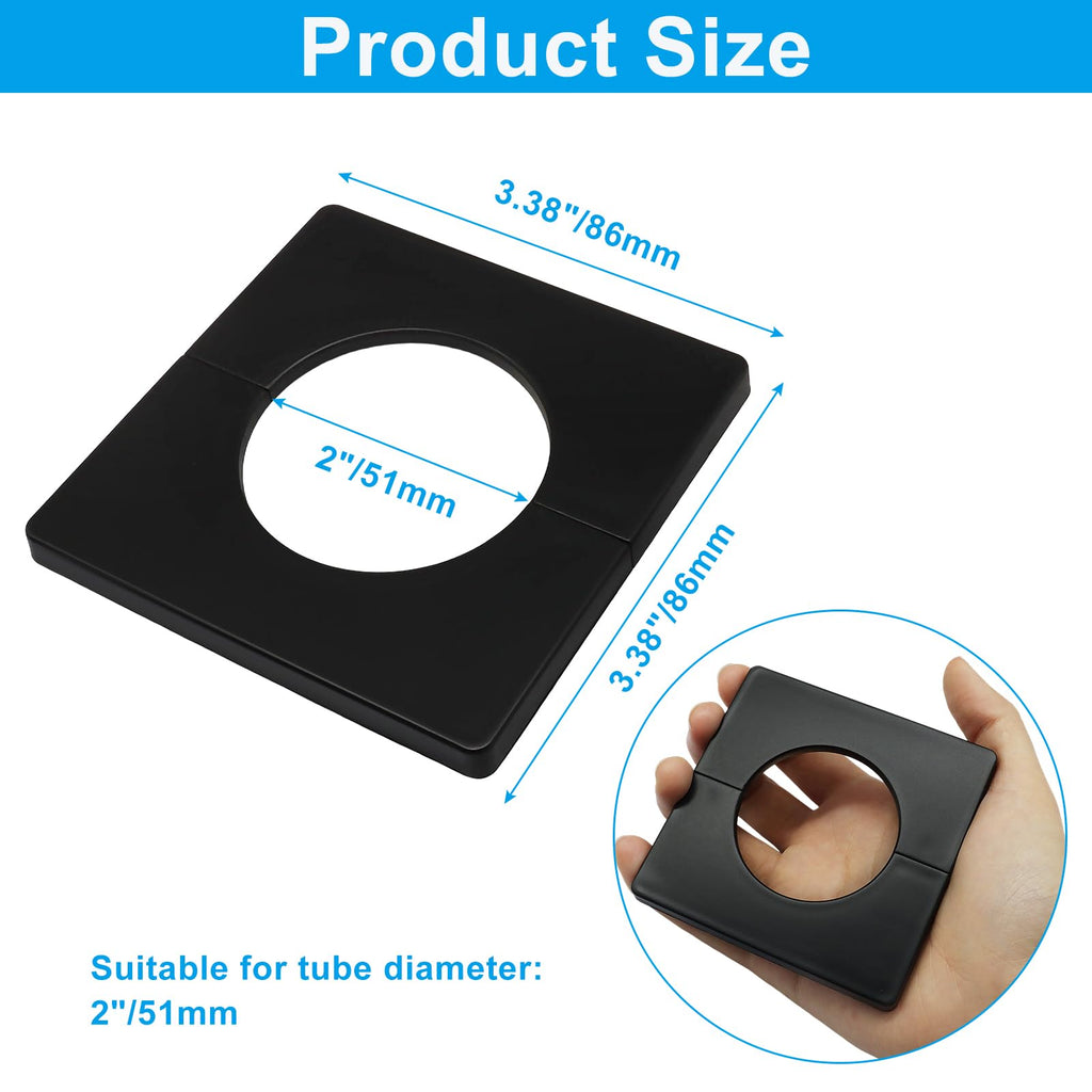 2 Pcs Wall Split Flange, ABS Square Self-Adhesive Escutcheon Plate Wall Hole Decoration Cover, Water Pipe Plate Cover