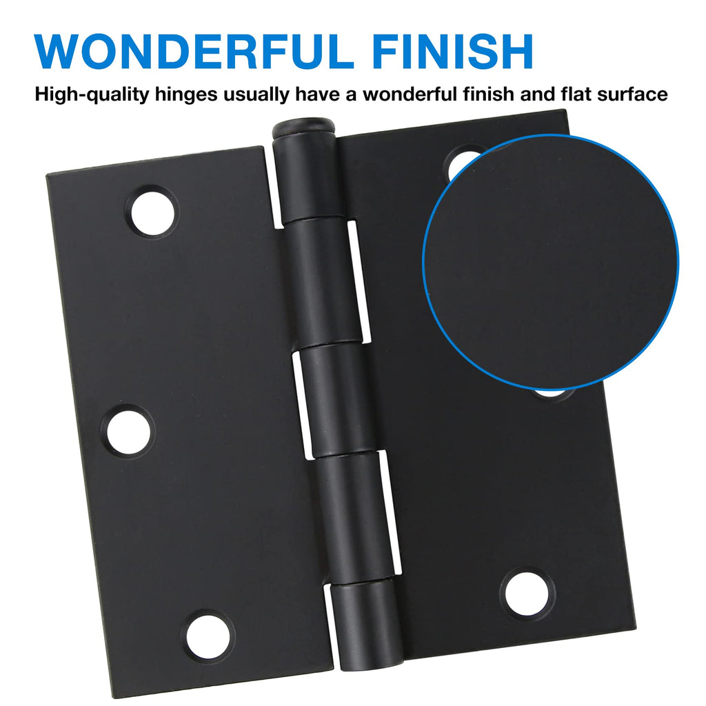 30 Pack Black Door Hinges 3.5 inch Square Corner