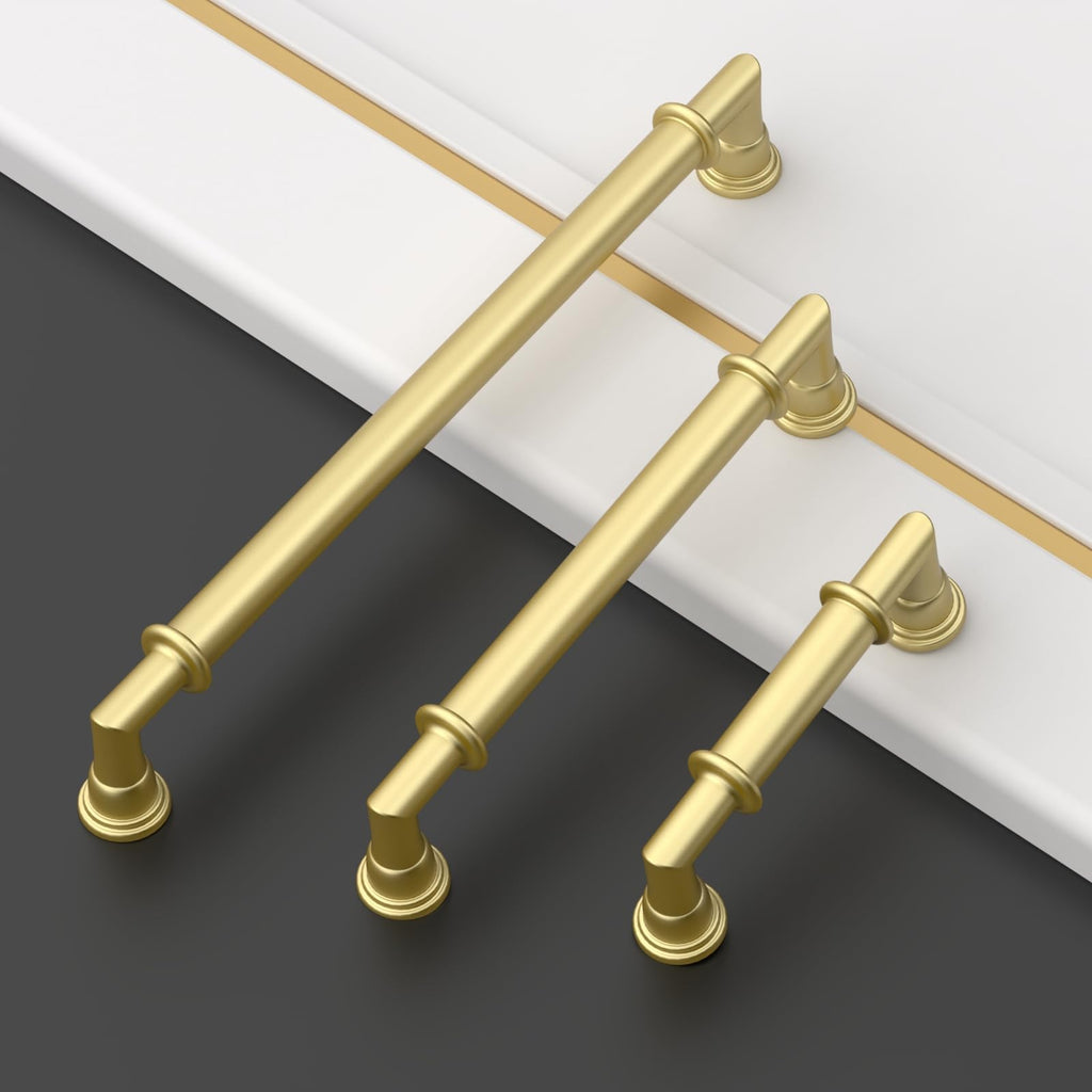 2 Pack 10 Inch(254mm) Brushed Gold Cabinet Pulls Heavy-Duty Solid Kitchen Cabinet Handles Gold Dresser Drawer