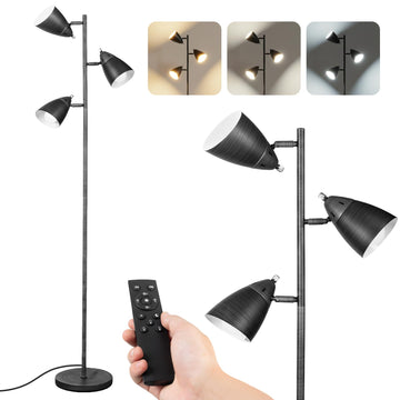 Tree Floor Lamp Industrial 3-Light Floor Lamp Remote