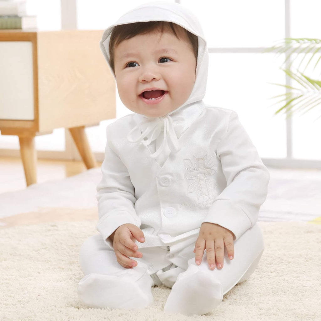 Boy Baptism Outfits White Romper Fall Clothes Christening Gifts