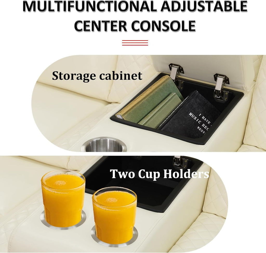 Power Recliner Sectional Sofa, Breathing Leather Reclining Sectional Couches Furnitures Sets with Cup Holder/USB
